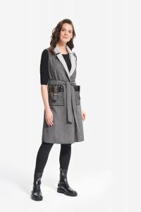 Joseph Ribkoff Black/Grey Knit Sleeveless Jacket Style 214195