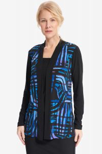 Joseph Ribkoff Black/Blue Abstract Print Sweater Style 214240