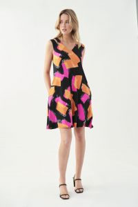 Joseph Ribkoff Black/Multi Dress Style 221051 - Main Image