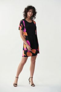 Joseph Ribkoff Black/Multi Multi-Coloured Dress Style 221059