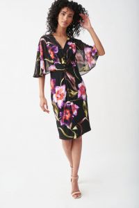 Joseph Ribkoff Black/Multi Floral Print Dress Style 221067