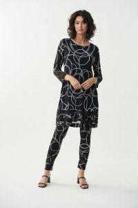 Joseph Ribkoff Black/Vanilla Circle Print Dress Style 221211