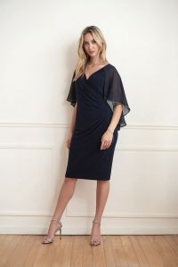 Joseph Ribkoff Midnight Blue Cape Dress Style 221353 - Main Image