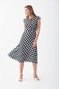 Joseph Ribkoff Black/Vanilla Fit & Flare Dress Style 221361