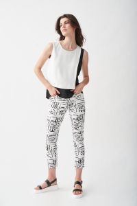Joseph Ribkoff White/Black Printed Pants Style 221925 - Main Image