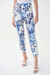 Joseph Ribkoff Vanilla/Multi Tropical Print Cropped Pant Style 222010