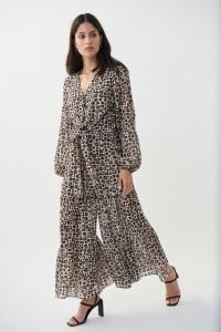 Joseph Ribkoff Black/Beige Leopard Print Skirt Style 222034 -main