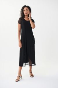 Joseph Ribkoff Black Mesh Sleeve Dress Style 222167-main