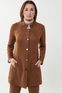 Joseph Ribkoff Brown Faux Suede Jacket Style 223180