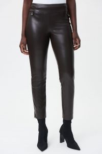 Joseph Ribkoff Mocha Faux Leather Pant Style 223196