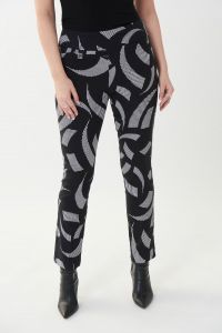 Joseph Ribkoff Black/Vanilla Geometric Striped Printed Pants Style 223278