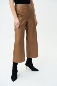 Joseph Ribkoff Nutmeg Faux Leather Flared 3/4 Length Pants Style 224016
