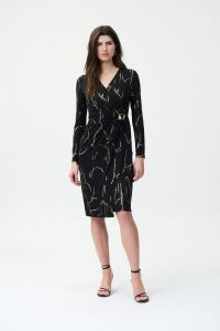 Joseph Ribkoff Black/Multi Wrap Dress Style 224284