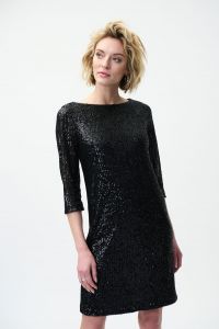Joseph Ribkoff Black Sequin Dress Style 224300
