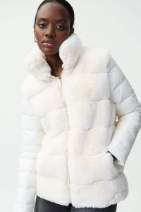 Joseph Ribkoff Vanilla Fake Fur Coat Style 224909