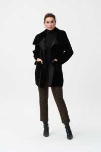 Joseph Ribkoff Reversible Black Mock Neck Coat Style 224919