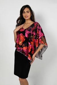 Frank Lyman Black/Fuchsia Floral Print Dress Style 227171