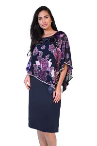 Frank Lyman Navy/Purple Knit Dress Style 229025