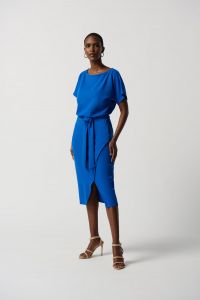 Joseph Ribkoff Blue Oasis Scuba Crepe Sheath Dress Style 231015