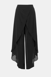 Joseph Ribkoff Black Chiffon And Silky Knit Wide-Leg Pants Style 231737