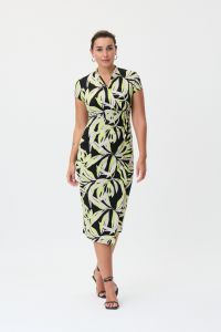 Joseph Ribkoff Black/Multi Wrap Dress Style 232040