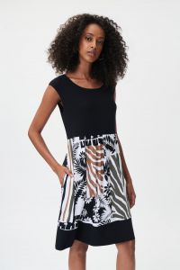Joseph Ribkoff Black/Multi Sleeveless Dress Style 232236