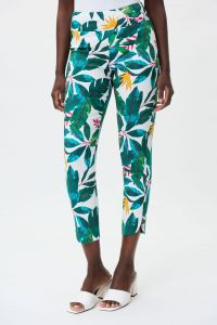 Joseph Ribkoff Vanilla/Multi Tropical Print Cropped Pants Style 232259
