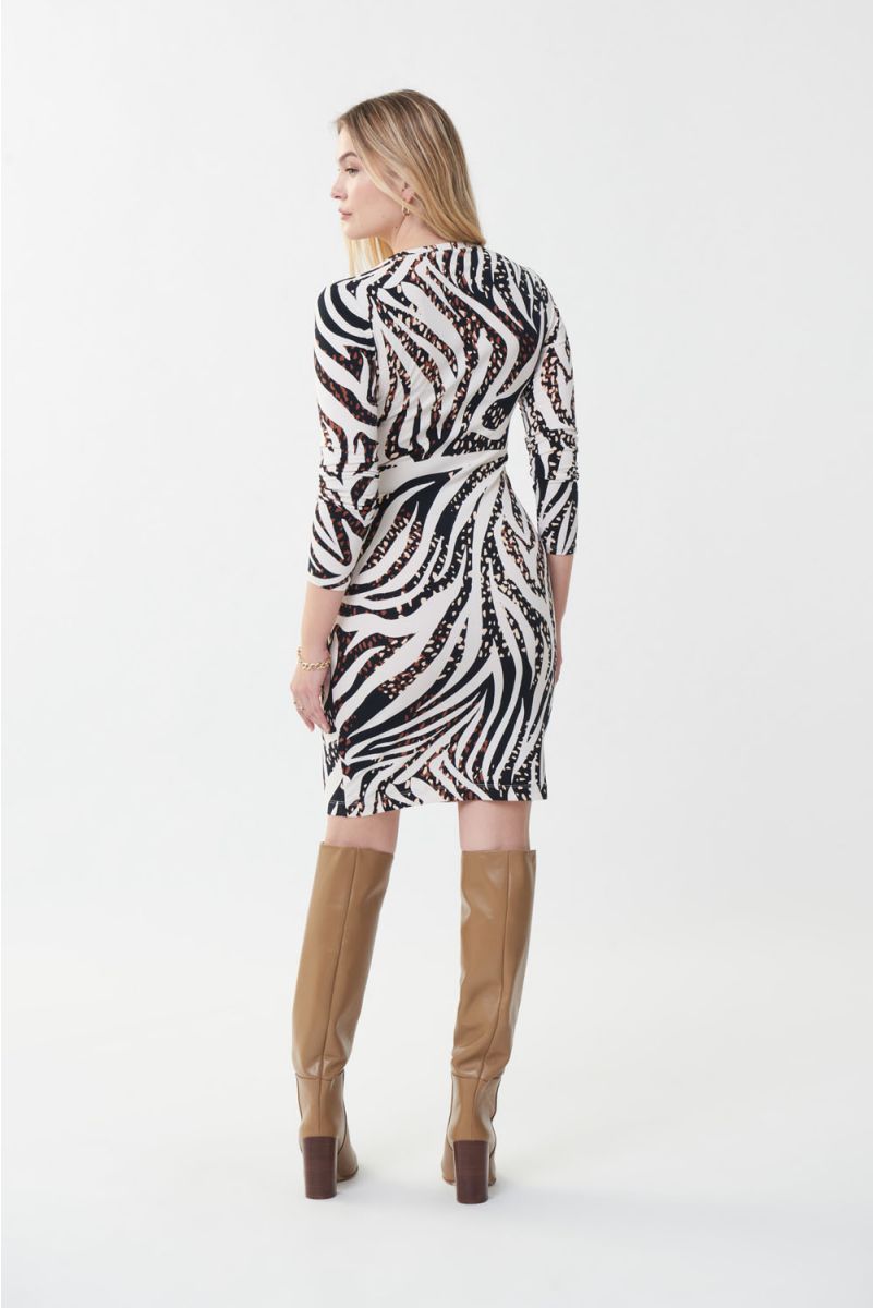 Joseph Ribkoff Beige/Multi Animal Print Dress Style 223294