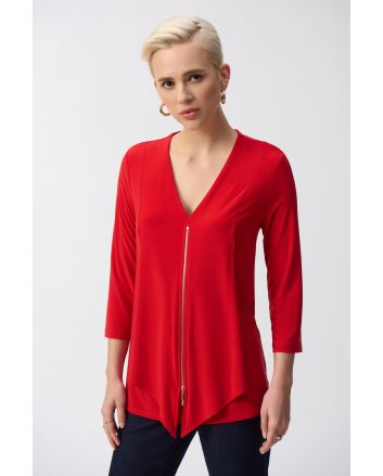 Joseph Ribkoff Radiant Red Flared Layered Top Style 251041