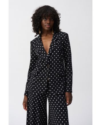 Joseph Ribkoff Black/Vanilla Dot Print Boxy Blazer Style 251051