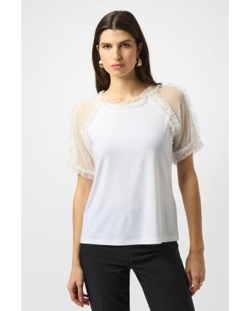 Joseph Ribkoff Vanilla Silky Knit And Mesh Top Style 251054