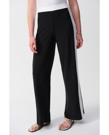 Joseph Ribkoff Black/Vanilla Wide-Leg Pull-On Pants Style 251059