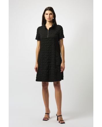 Joseph Ribkoff Black Bubble Jacquard A-Line Dress Style 251084