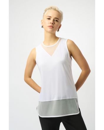 Joseph Ribkoff Vanilla Sleeveless Top with Mesh Style 251091