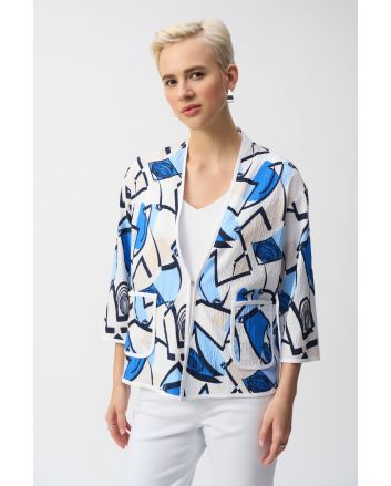 Joseph Ribkoff Vanilla/Multi Geometric Print Jacket Style 251105