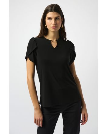 Joseph Ribkoff Black Short Sleeve Straight Top Style 251121