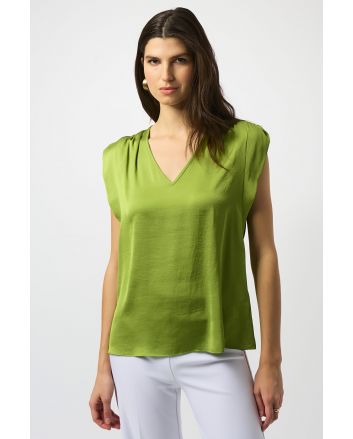 Joseph Ribkoff Greenery Hammered Satin Straight Top Style 251130