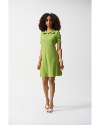 Joseph Ribkoff Greenery Zipped Collar Trapeze Dress Style 251145 .