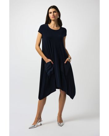 Joseph Ribkoff Midnight Blue Silky Knit Cocoon Dress Style 251146