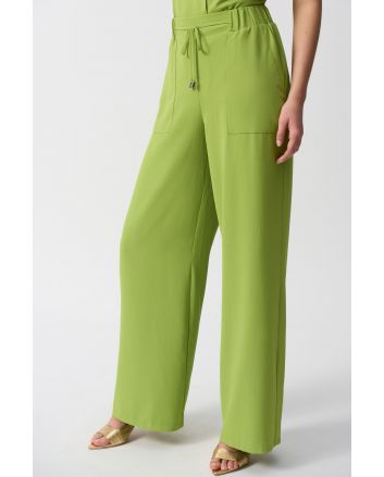 Joseph Ribkoff Greenery Textured Woven Wide-Leg Pants Style 251185