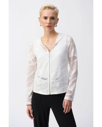 Joseph Ribkoff Off-White Novelty Knit Straight Fit Jacket Style 251215.