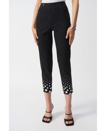 Joseph Ribkoff Black/Vanilla Millennium Dot Print Straight Pants Style 251223