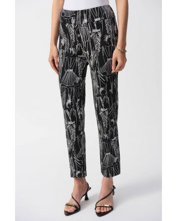 Joseph Ribkoff Black/Vanilla Conversational Print Crop Pants Style 251224
