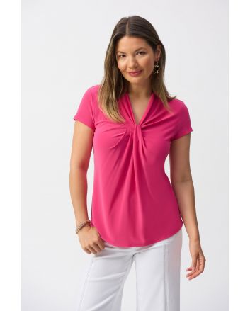 Joseph Ribkoff Geranium Draped Neckline Straight Top Style 251230