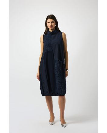 Joseph Ribkoff Midnight Blue Bubble Jacquard Sleeveless Cocoon Dress Style 251244