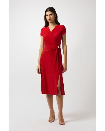 Joseph Ribkoff Radiant Red Flowy Wrap Dress Style 251250