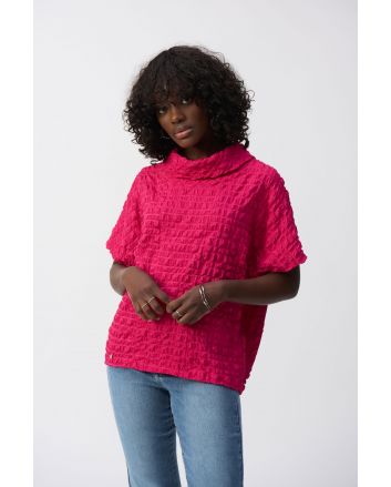 Joseph Ribkoff Geranium Bubble Jacquard Boxy Top Style 251279