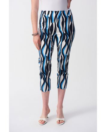 Joseph Ribkoff Vanilla/Multi Geometric Print Crop Pants Style 251280