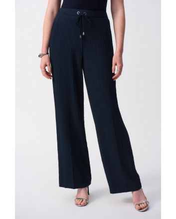 Joseph Ribkoff Midnight Blue Seersucker Wide Leg Pull-On Pants Style 251293