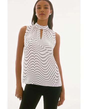 Joseph Ribkoff Vanilla/Multi Dot Print Sleeveless Top Style 251749